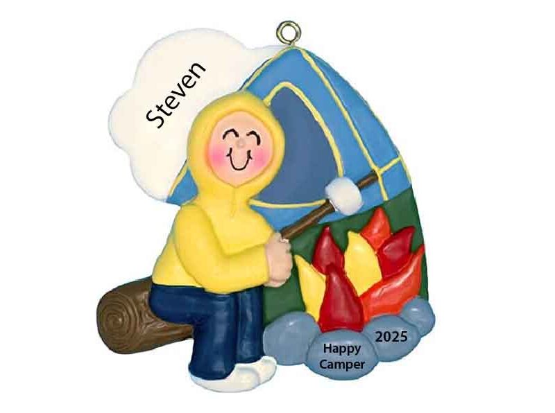 Personalized Happy Camper Christmas Ornaments 2025