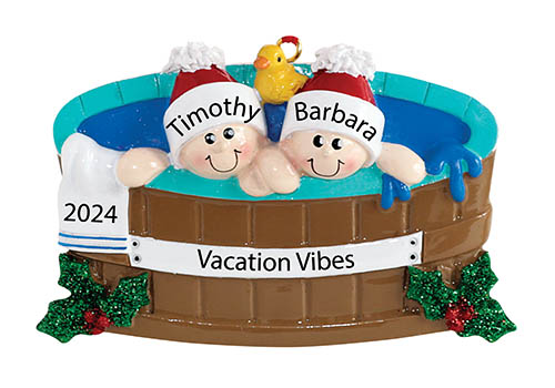 Hot Tub Christmas Ornament 2025 Family of 2