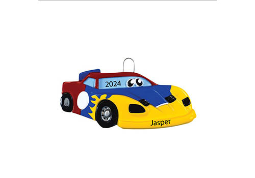 Custom Kids Race Car Christmas Ornament 2025