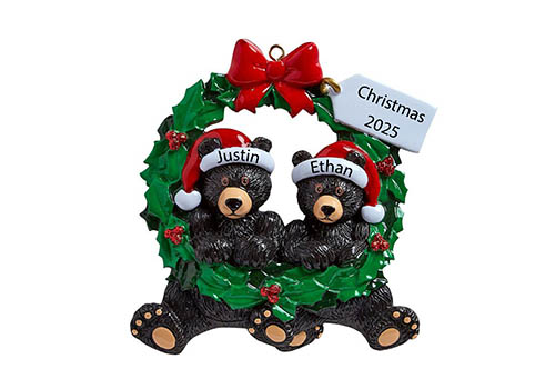 Customizable Black Bear Couple Christmas Ornament 2025