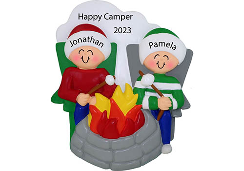 Customizable Couple Camping Christmas Ornament 2025